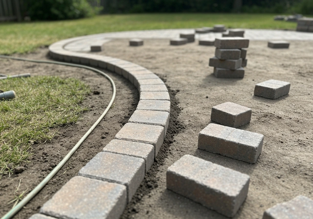 how to make a curved patio with pavers